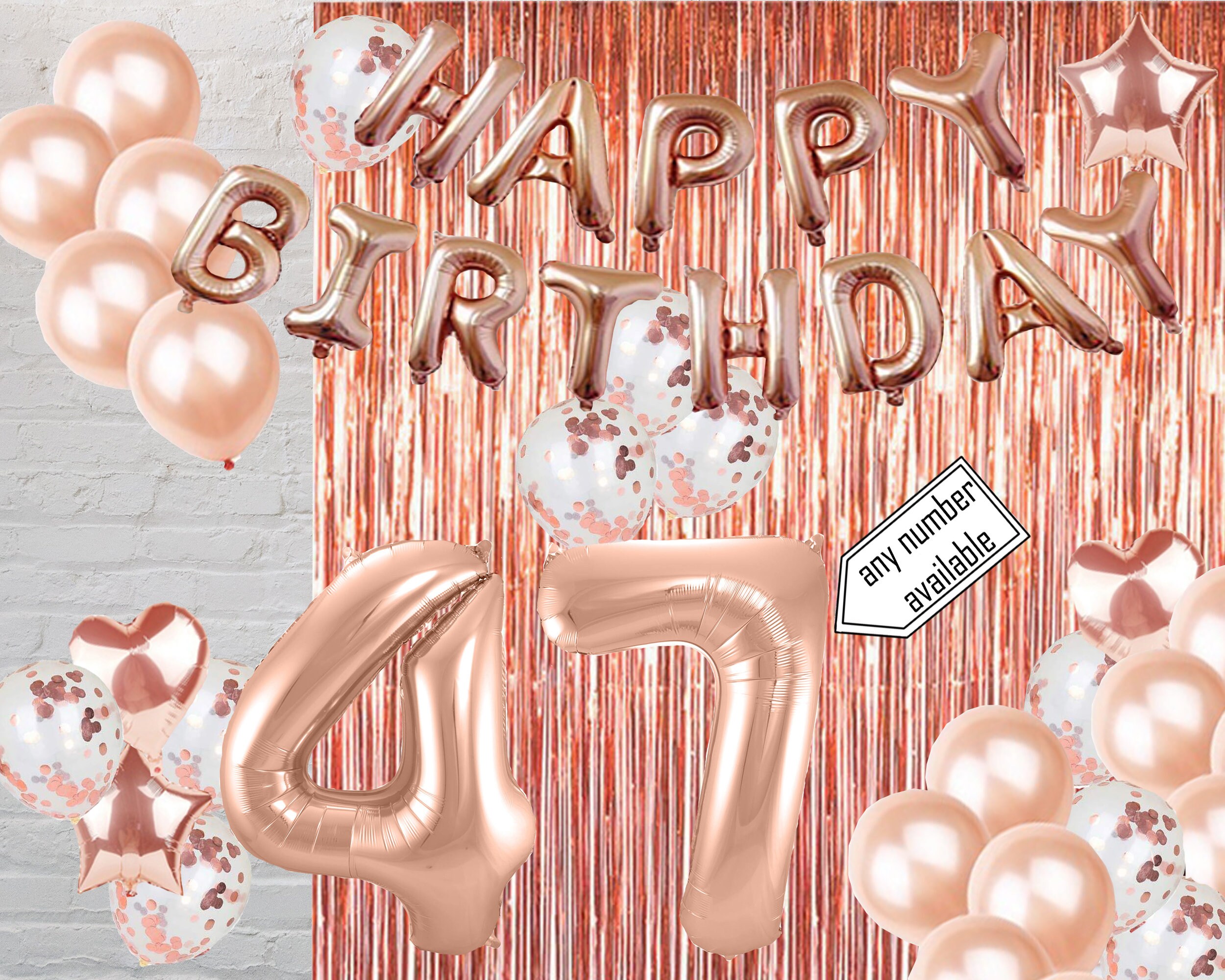 47th Birthday Party Rose Gold Photo Booth Balloon Backdrop - Etsy