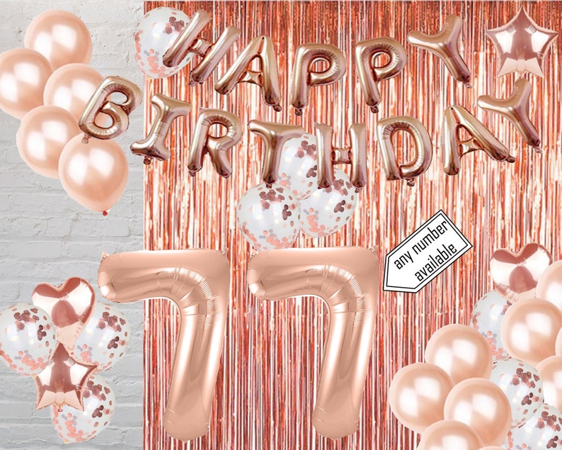 First Birthday Bday Party Supplies Birthday Party Props Background 77th Birthday Party Rose Gold Photo Booth Balloon Backdrop Decoration
