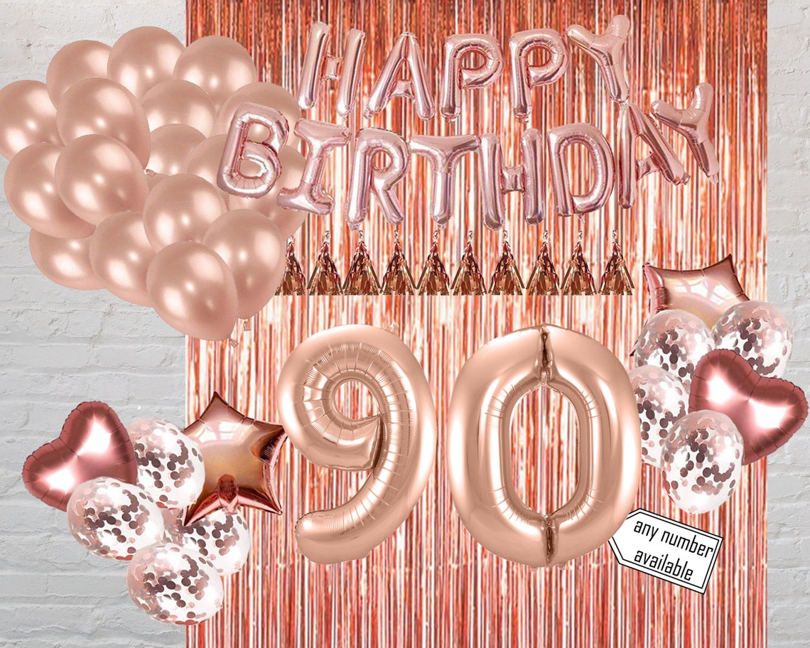 Birthday Party Decorations for 90th Birthday Rose Gold Balloon Photo