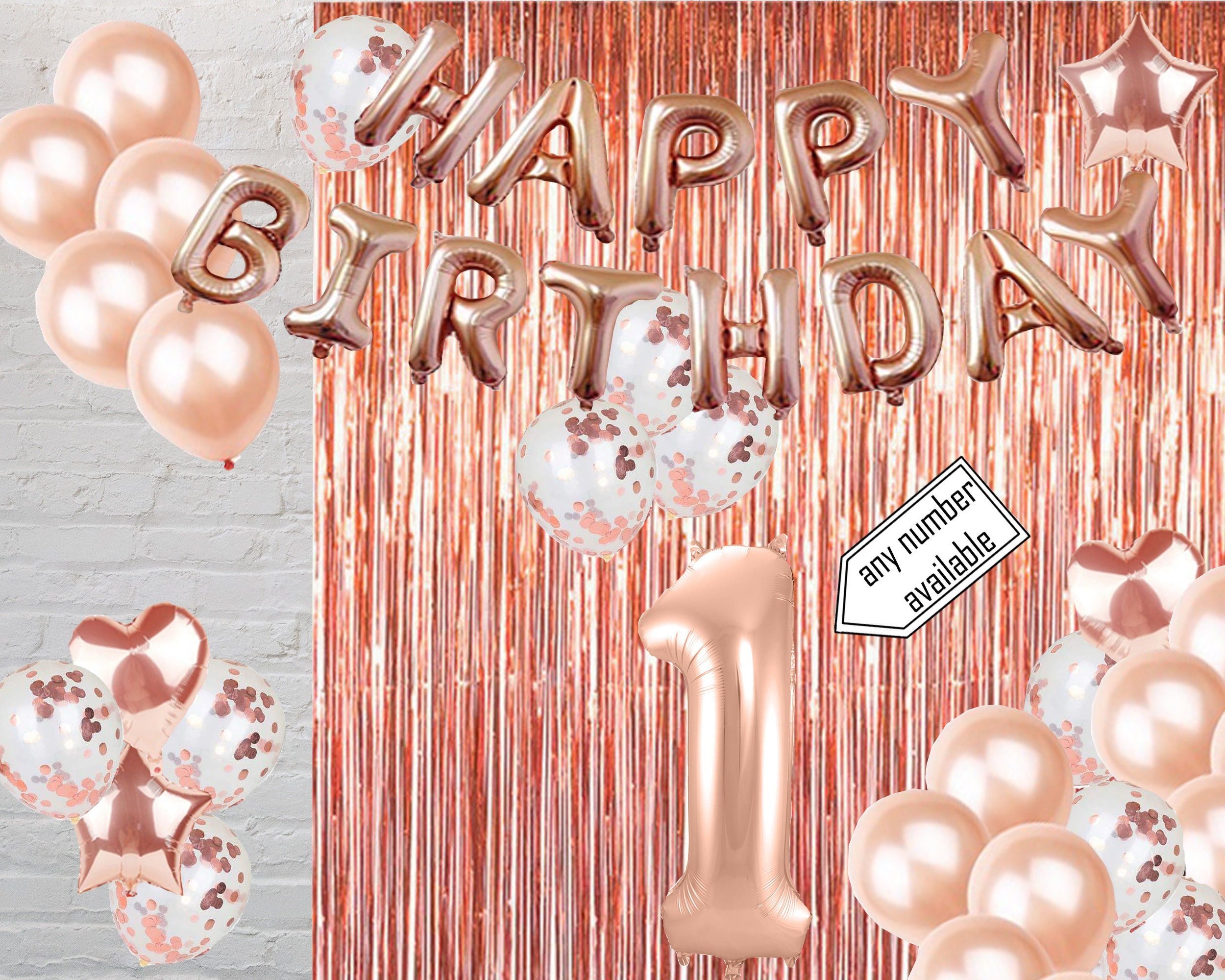 1st Birthday Party Rose Gold Photo Booth Balloon Backdrop - Etsy