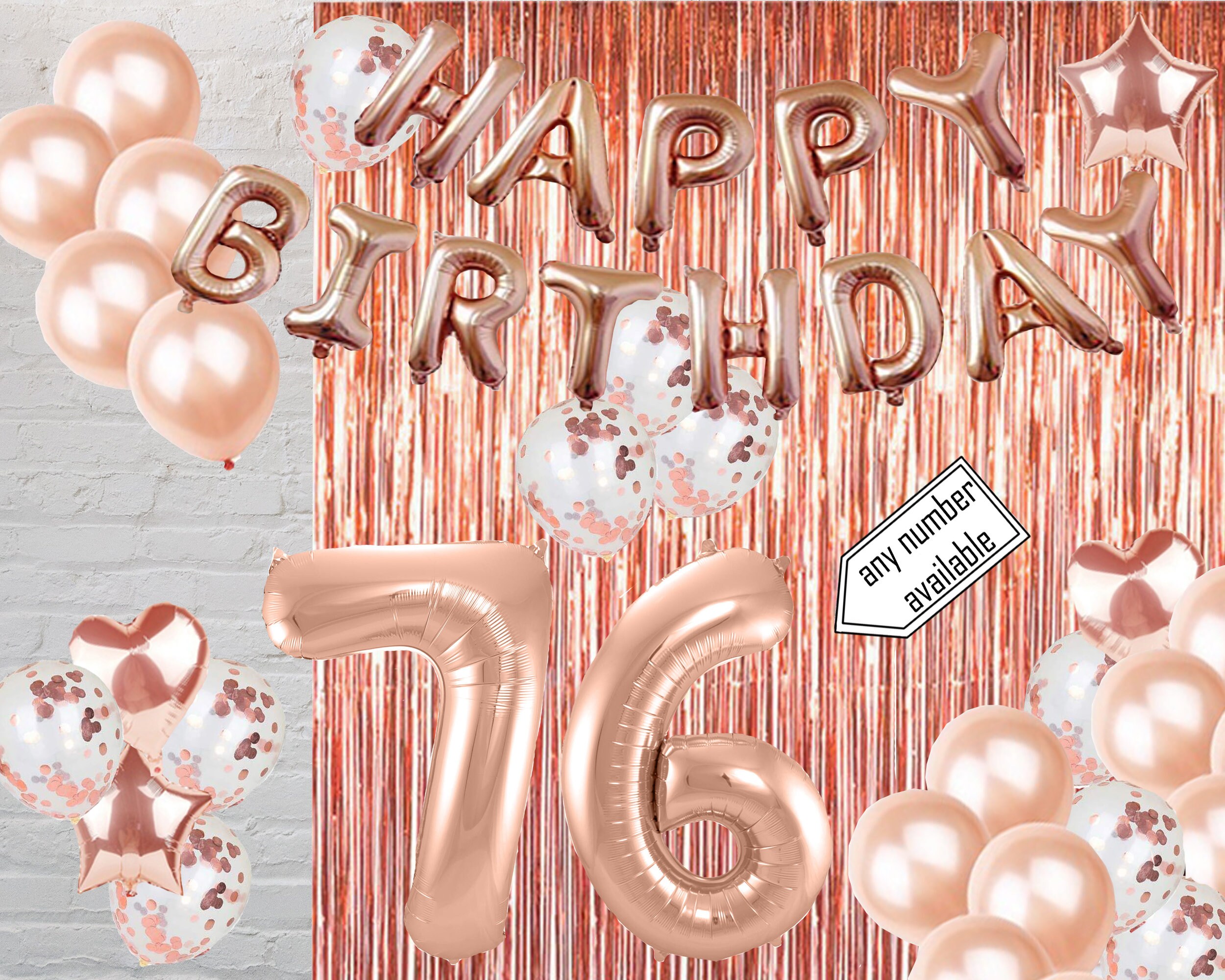 76th Birthday Party Rose Gold Photo Booth Balloon Backdrop - Etsy UK