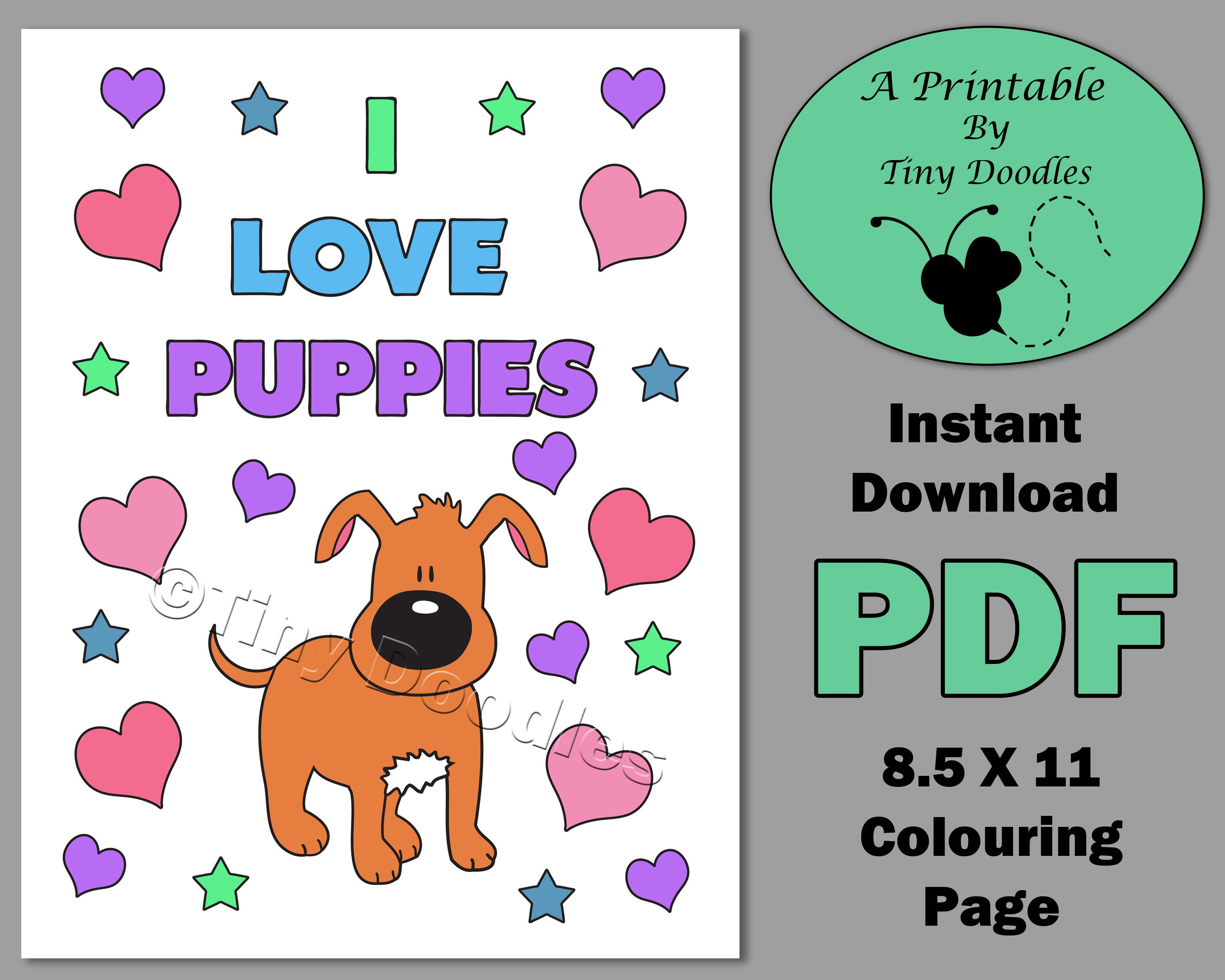 Puppy Coloring Dog Coloring Pages PDF Coloring Page Kids | Etsy