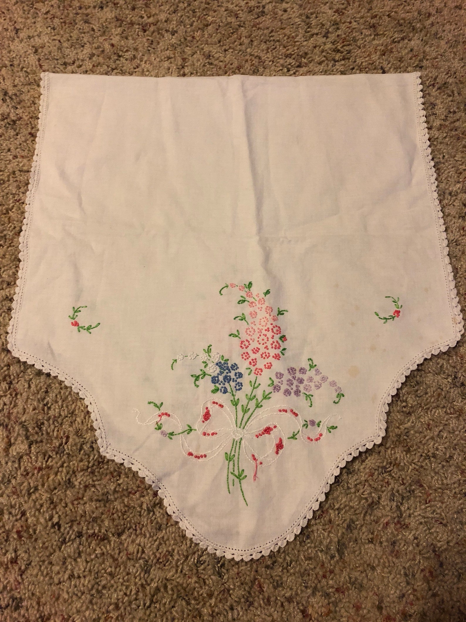 Floral Embroidered Dresser Scarf Etsy