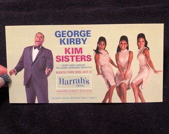 Harrah’s Reno George Kirby Kim Sisters Promotional Postcard