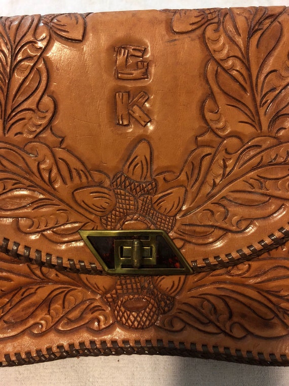 Tooled Leather Monogram Bag - image 2