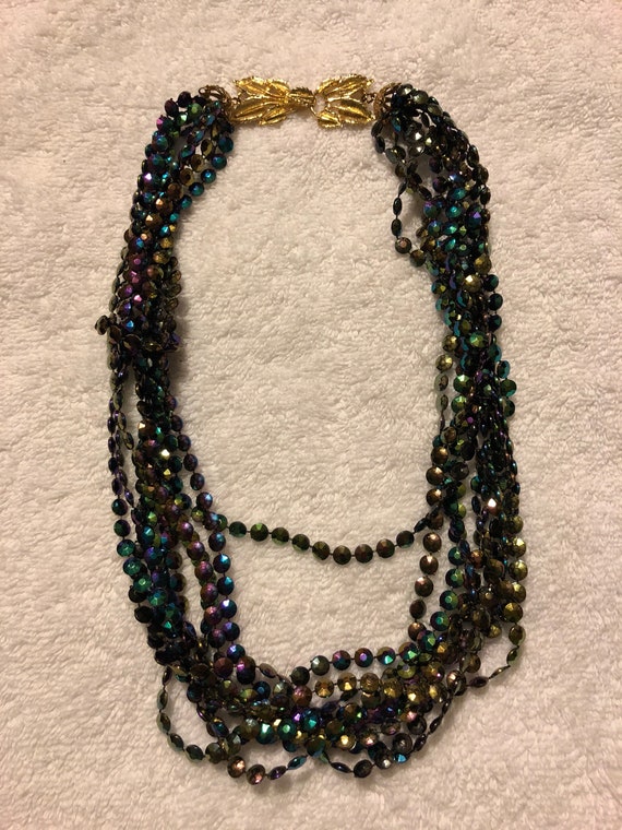 Vintage Iridescent Layered Necklace