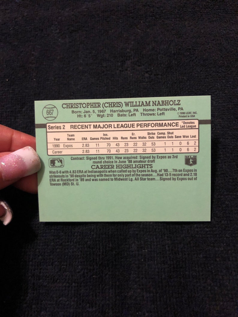 1991 Chris Nabholz Baseball Card