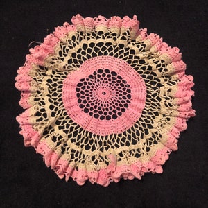 Pink Hand Crochet Doily