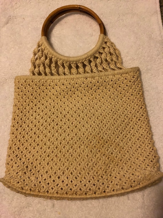 Crochet Floral Top Handle Bag - image 2