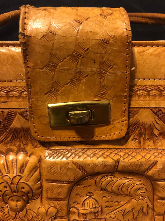 Vintage Tooled Handbag - image 7