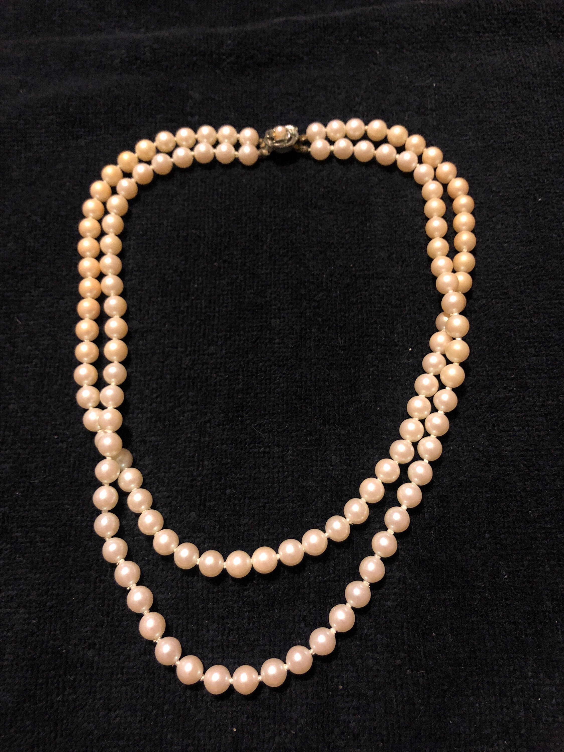 Double Strand Faux Pearl Necklace Etsy