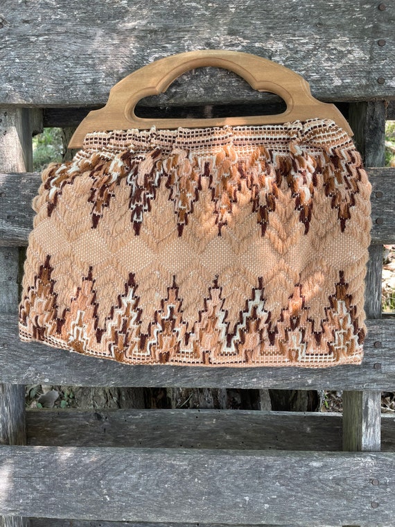 Wooden Handle Woven Bag