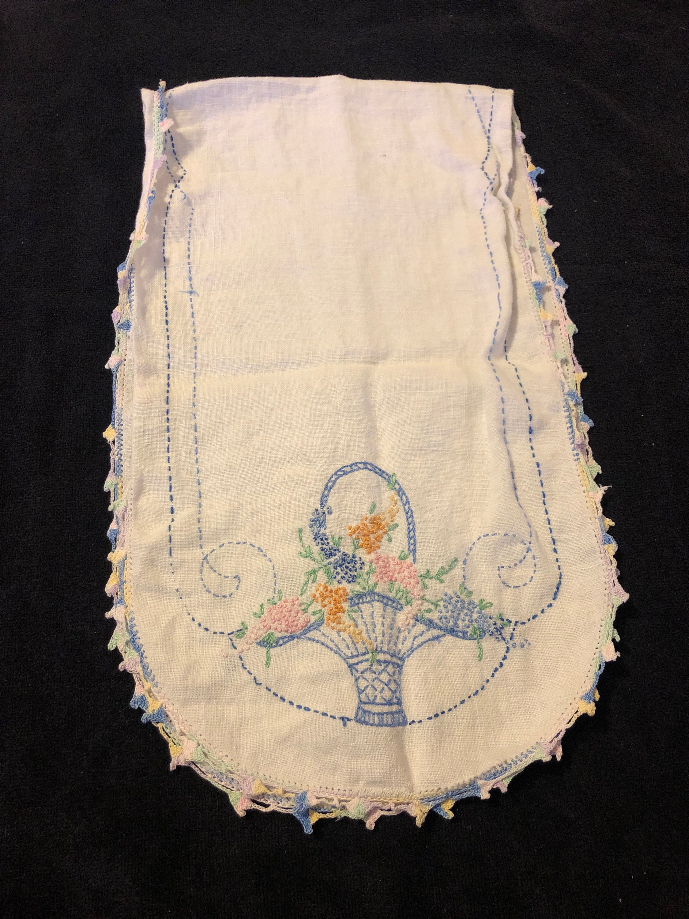 Vintage Embroidery Dresser Scarf Etsy