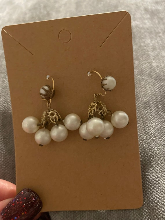 Goldtone and Faux Pearl Earrings