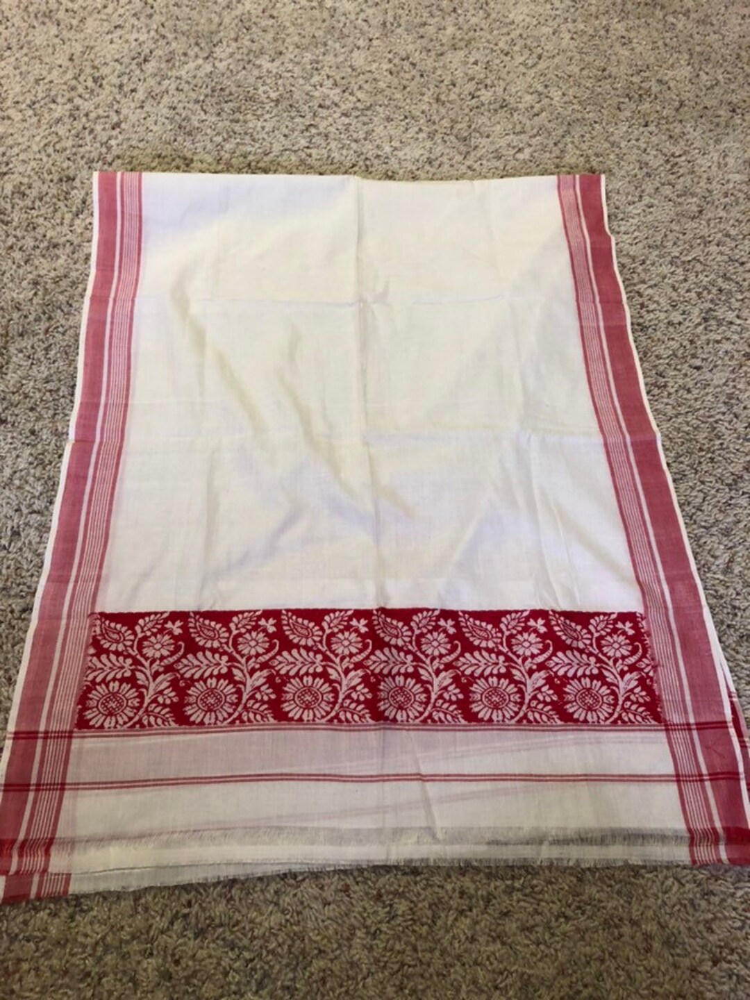 Large Red and White Dresser Scarf Etsy