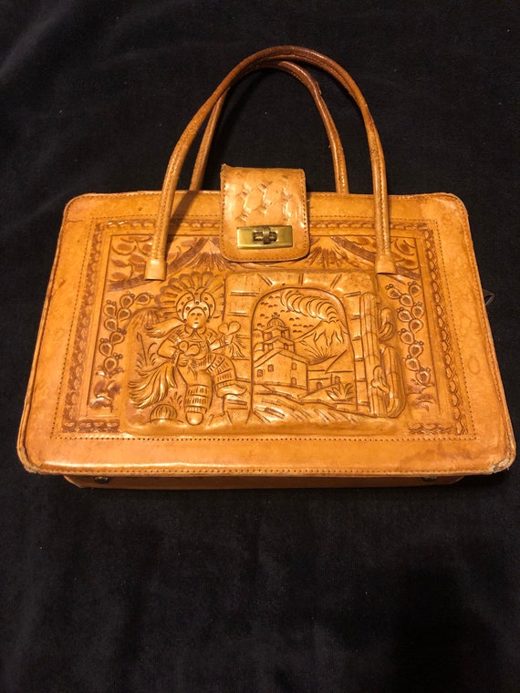 Vintage Tooled Handbag - image 1