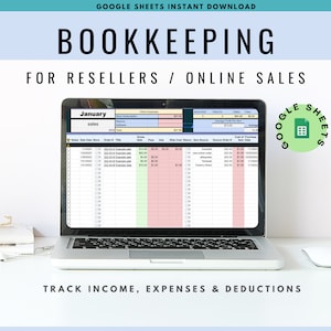 Reseller Bookkeeping Spreadsheet Income and Expense Tracker, Order tracker, Sales Log, Profit and Loss, Google Sheets Accounting Template