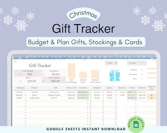 Christmas Gift Tracker Spreadsheet Christmas Planner Google Sheets Holiday Planner Card Tracker Christmas Gift Ideas List Christmas Budget