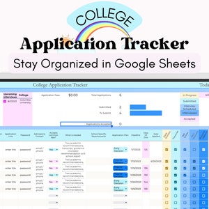 College Application Tracker Academic Planner Google Sheets Apply to College Application Requirements Checklist Universities Search Organizer