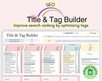 Etsy SEO Keyword Research Tool Title & Tag Planner for Ranking High in Search Etsy Seller Listing Helper for Google Sheets