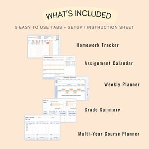 Academic Planner School Assignment Tracker Google Sheets ADHD Student ...