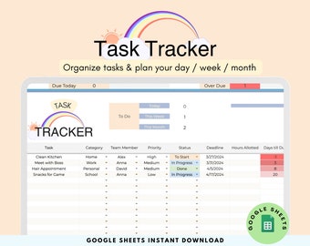 Daily Planner, To Do List, Task Tracker Productivity Planner - Weekly, Monthly Organization & Project Management Digital Planner Template