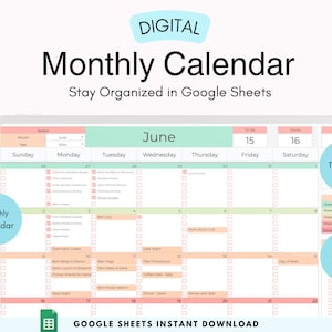 Digital Monthly Calendar 2025 Task Planner Google Sheets Editable Calendar Productivity Planner Spreadsheet Task Tracker Daily To Do List