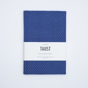 Zero Waste Hard Cover A5 Handmade Notebook Diary Journal / From Recycled and Vintage Materials / Blue Polkadot Pattern