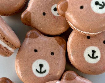 12 cute bear macarons, baby shower,birthday party,bear macaroons,rainbow, gluten free cookies,zoo animals,edible macaroons,baby girl,boy