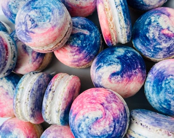 12 Galaxy Space French macarons,cookie,girl,baby shower,macaroons,baptism,birthday party,wedding,retirement