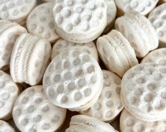 12 Golf ball French Macarons,sport cookies,baby shower macaroons,wedding favors, bridal shower,soccer,basketball,football