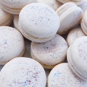 12 French macarons-naturally gluten free,fourth of July,patriotic,USA,birthday party,vanilla macaroons