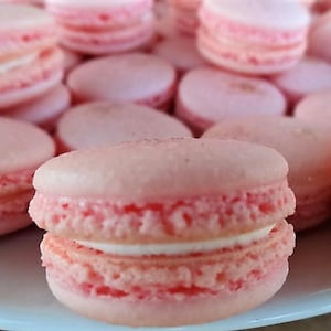 12 Pink Champagne Color Madagascar Vanilla Macarons Gold Sparkles on ...