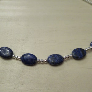 Lapis Lazuli and Hematite Necklace, Blue Jewelry, Women&#39;s Accesories, Gemstone Necklace, Gift