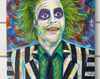 Beetlejuice Portrait 12x16 Tim Burton Art