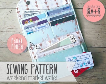 Weekend Market Phone Wallet - Sewing Pattern // Clutch / Phone Pouch / Pocketbook / All-in-one / Fat Quarter Project / PDF / Download