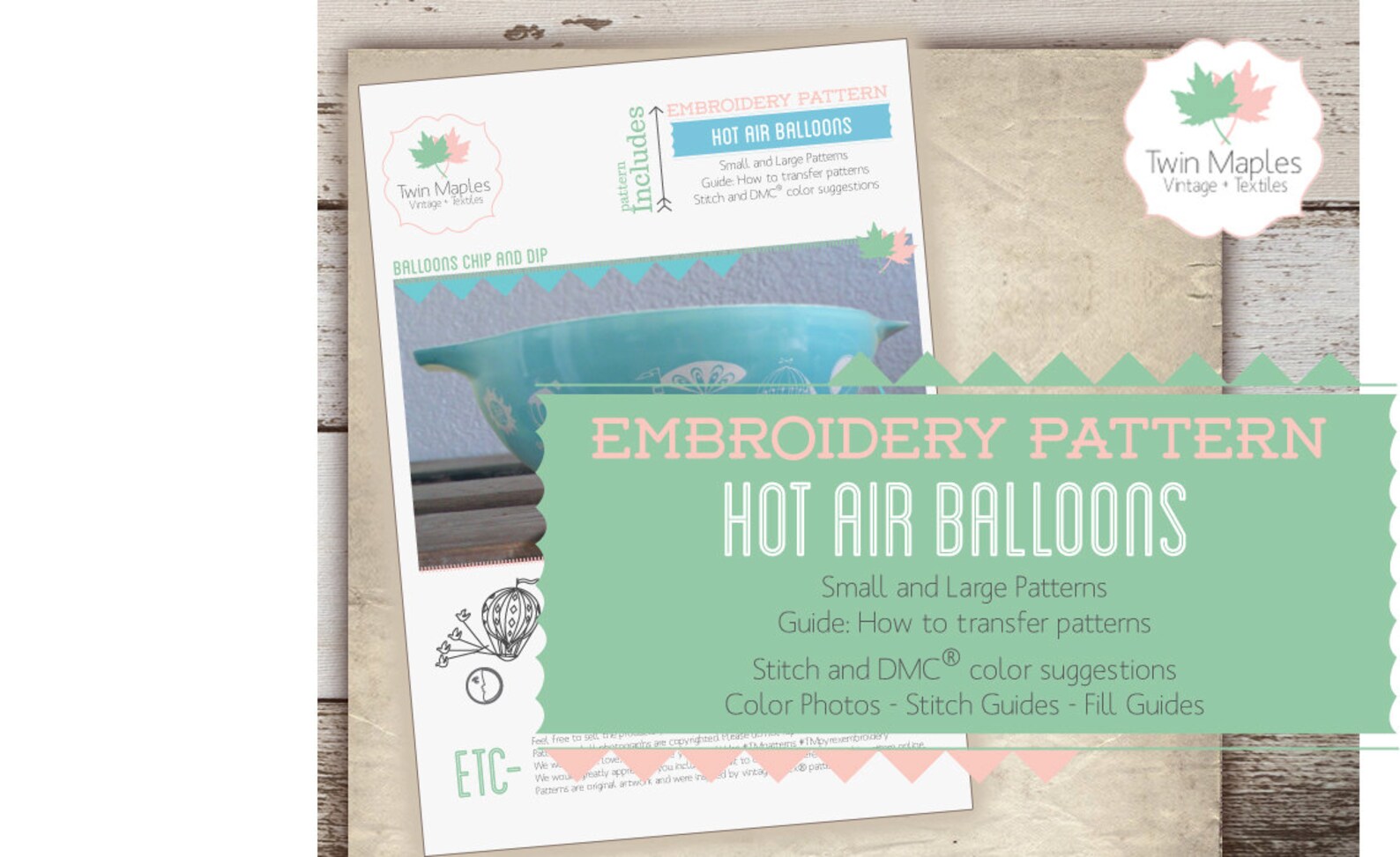 Pyrex Balloon Pattern Balloons Pyrex Embroidery Pattern - Balloons / Hot Air Balloons / Chip ...