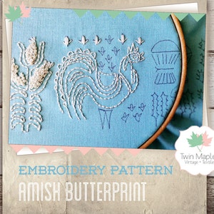 Amish Butterprint Pyrex-Inspired Embroidery Pattern - Instant PDF download