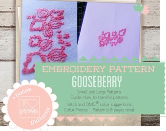 PYREX Embroidery Pattern - Gooseberry / Pink / Turquoise / Yellow / Red / Black / Pyrex Inspired