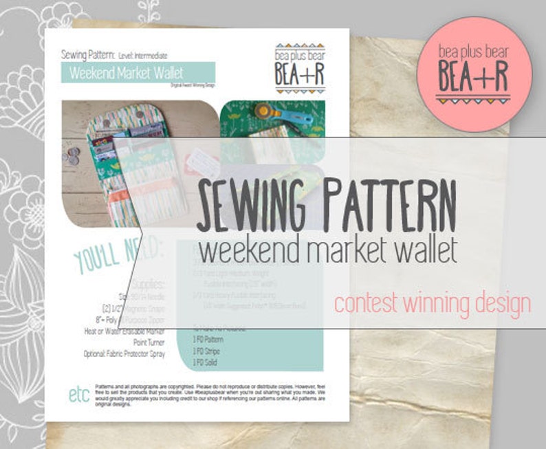 Weekend Market Phone Wallet Sewing Pattern // Clutch / Phone Pouch / Pocketbook / All-in-one / Fat Quarter Project / PDF / Download image 2