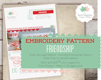 PYREX Embroidery Patterns (24 individual patterns) - Friendship / Rooster / Penn Dutch / Red Birds / Vintage Pyrex Inspired