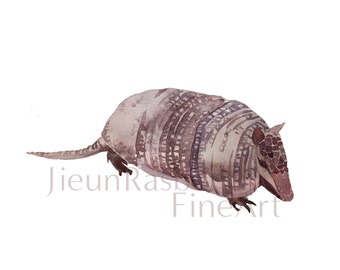 Armadillo - Watercolor fine art giclee print, nursery wall art, watercolor, animal print, baby animal