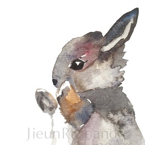 Baby grey Bunny painting -instant print, printable art, animal print art,nursery decor, wall art, watercolor,rabbit painting