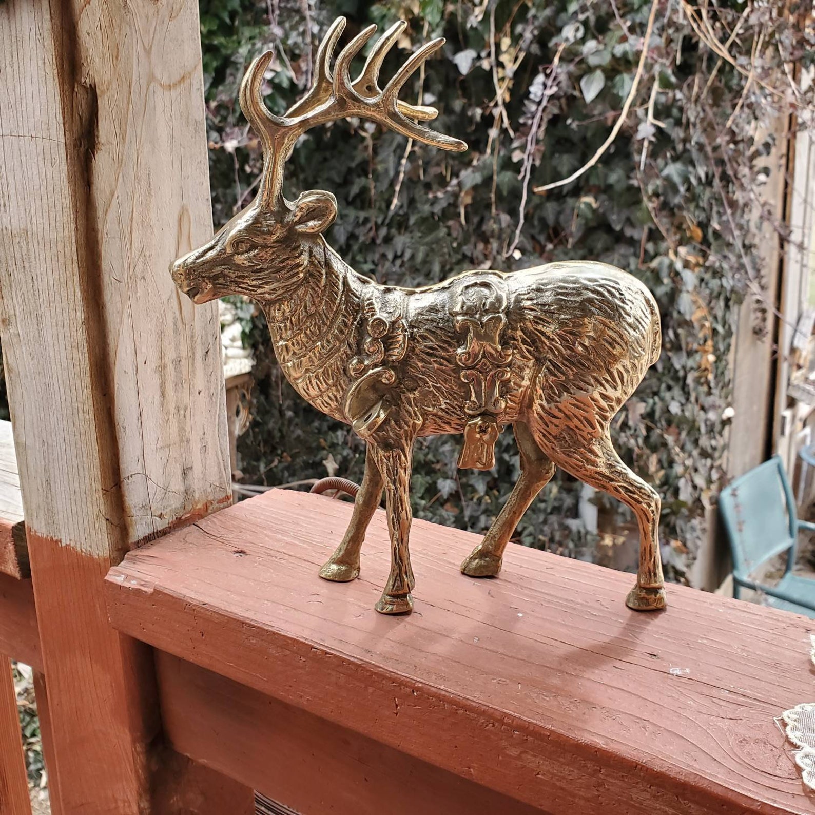 Vintage Large 10' Tall Brass Christmas Reindeer Metal Etsy