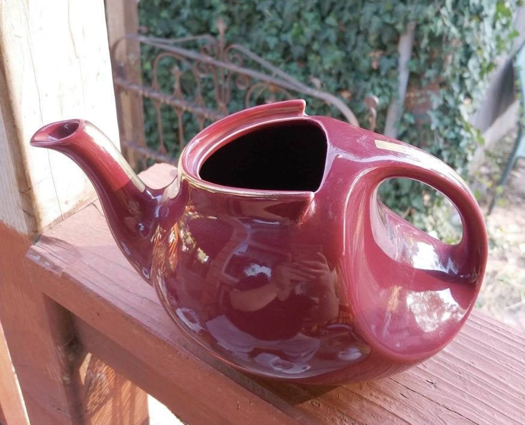 Free Shipping Art Deco Style Teapot, 6 Cup Teapot, Marked 0333 Hall,vintage Hall Teapot,maroon