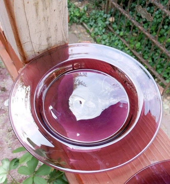 Purple or Amethyst Hand Blown Glass Salad Plates 8 Set of Wonderful