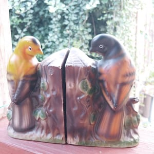 Vintage bookends,Made in Japan,Porcelain bird bookends,porcelain bookends,matte finish porcelain,bird bookends,bird collectibles