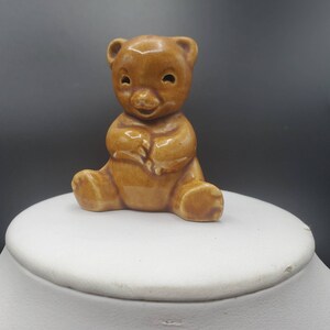 Miniature japanese bear figurine,wade whimsey style,bear collectibles, bear figurine,glazed bear,