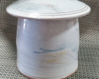 Reduced! Studio Pottery Canister Ceramic Jar with Lid Japanese Style Stoneware Canister,Kitchen Storage Container, candy dish,butter crock