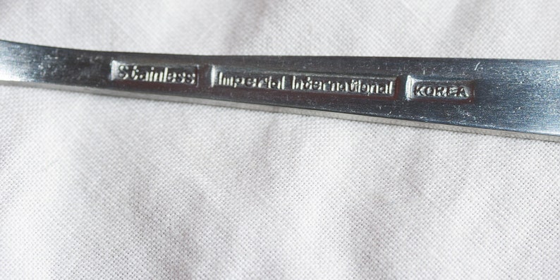 Young Rose pattern made in Korea set of 8 Imperial cocktail forks stainless steel flatware by Imperial Set of shrimp forks